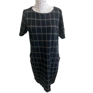 J.Jill Black Plaid Ponte Dress Women’s Large- Workwear Classic With Comfort
